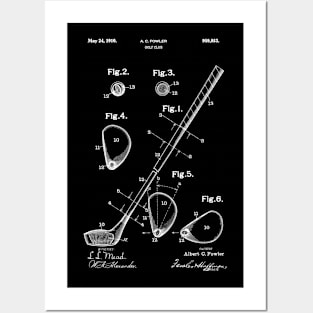 PATENT DRAWING / 1910 - Golf Club - white Posters and Art